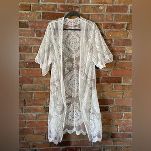 Elegant White Lace Swim Cover-Up